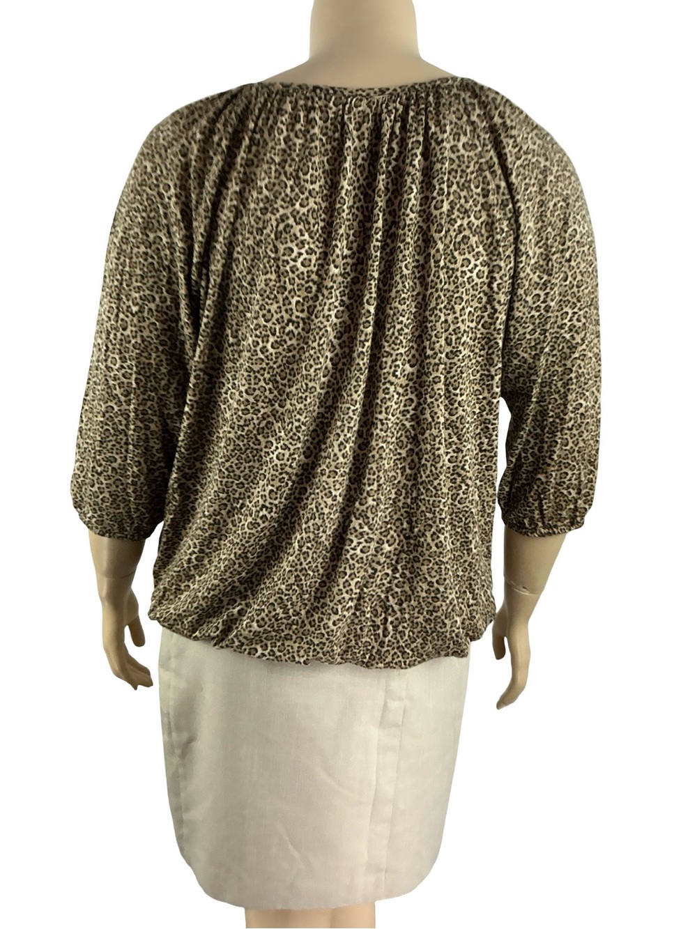MICHAEL Michael Kors Leopard Peasant Blouse Plus Size 2X Casual - Picture 6 of 8